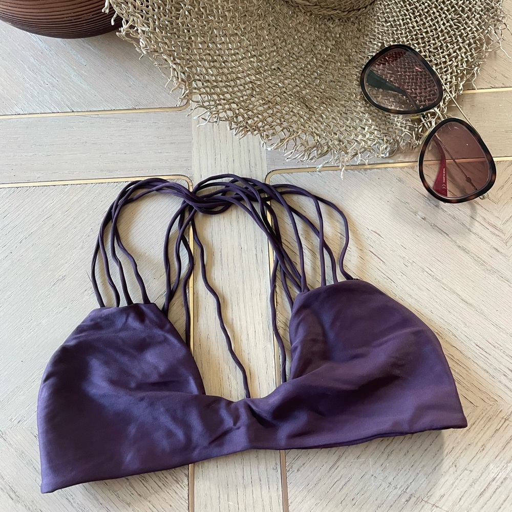 MIKOH Sexy Deep Purple Strappy Back Bikini Top!